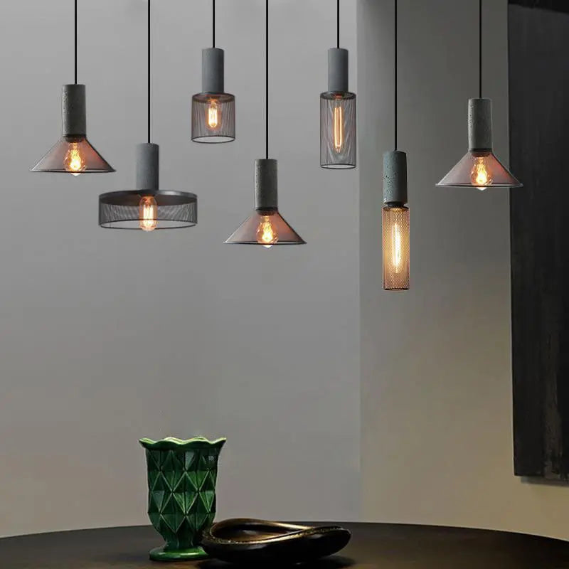 Contemporary Industrial Cylindrical Tapered Cement Iron 1-light Pendant Light for Living Room modern luxury lighting fixture
