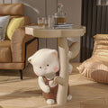 Lumendat Contemporary Creative Kids Cat Flower Resin End Table 1-Tray For Bedroom Lumendat