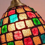 Traditional Tiffany Shell Decor Stained Glass Semicircle 1-light Pendant Light for Bedroom BulbSquare