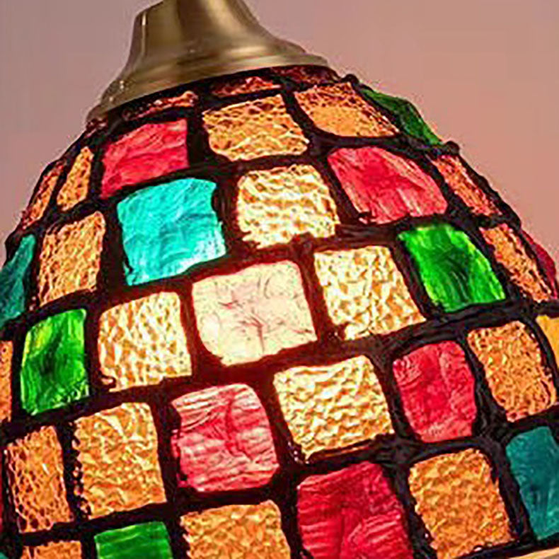 Traditional Tiffany Shell Decor Stained Glass Semicircle 1-light Pendant Light for Bedroom BulbSquare