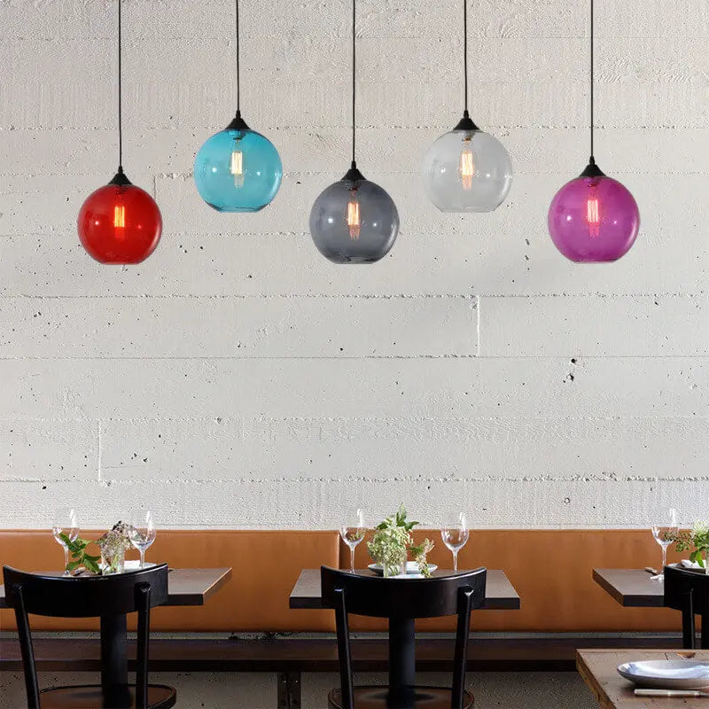 Nordic Minimalist Stained Round Glass 1-light Pendant Light Lumendat