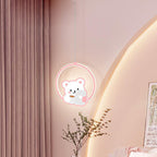 Lumendat Modern Simplicity Kids Aluminum Iron Acrylic Circle Bear Cow LED Pendant Light For Bedside Lumendat