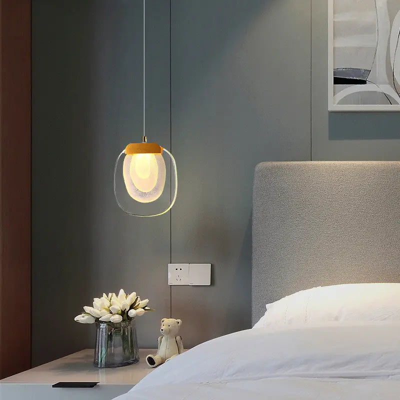 Contemporary Scandinavian Aluminum Crystal Round LED Chandelier for Living Room BulbSquare