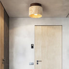 Japanese Minimalist Round Yellow Travertine Shade 1-light Semi-flush Mount Ceiling Light BulbSquare