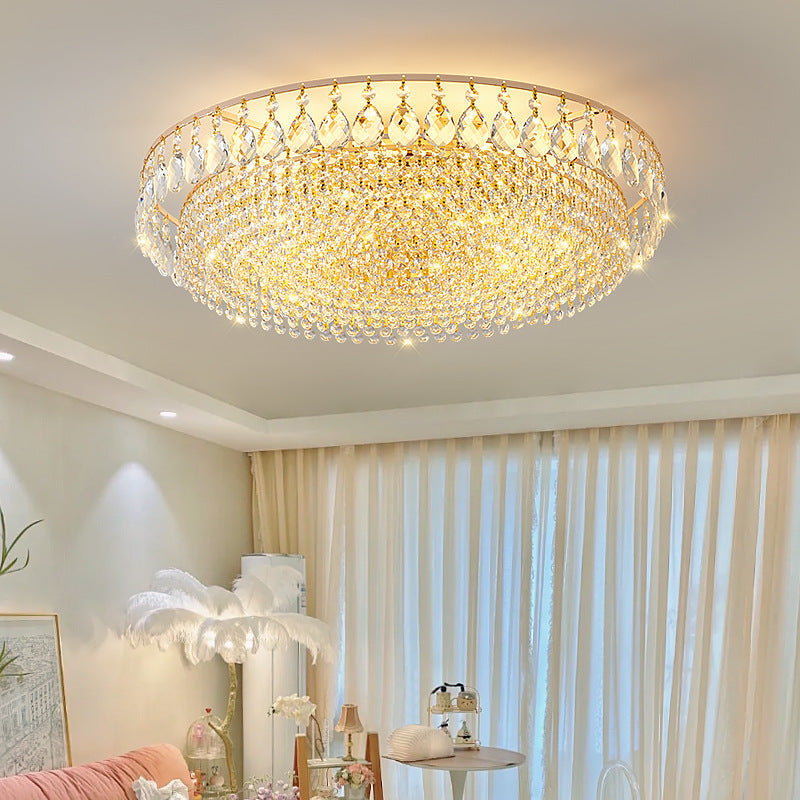 Modern Luxury Circle Iron Crystal 4/6/8/10 Light Flush Mount Ceiling Light For Living Room Lumendat