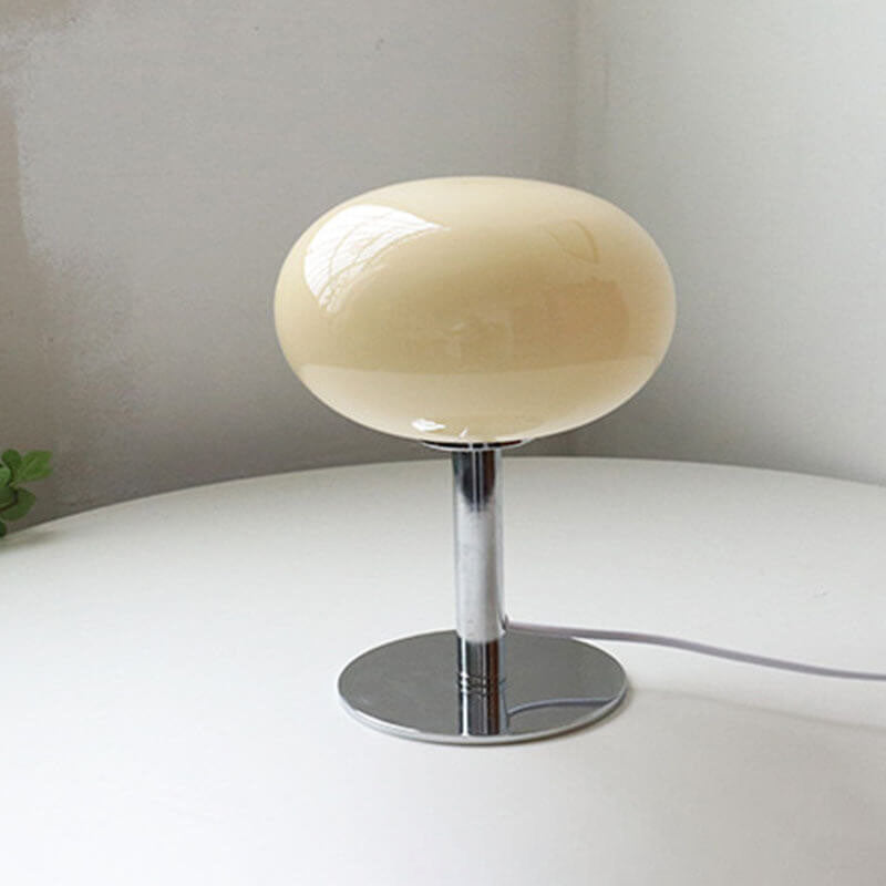 Nordic Vintage Cream Round Glass 1-Light Table Lamp Lumendat