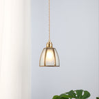 Japanese Vintage Brass Glass Cone 1-light Pendant Light BulbSquare