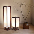 Traditional Chinese Rectangular Parchment Wood 1-Light Standing Floor Lamp For Entertainment Rooms Lumendat