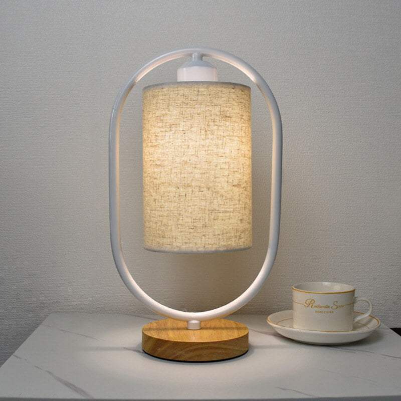 Nordic Linen White Ring 1-Light Dimmable Table Lamp Lumendat