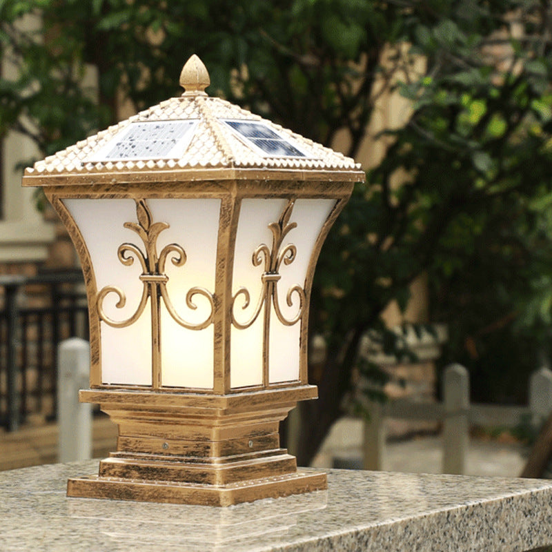Modern Vintage Waterproof Patio Solar Outdoor Column Head Light Lumendat