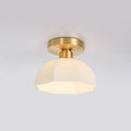 Japanese Vintage Brass Glass Dome 1-light Semi-flush Mount Ceiling Light BulbSquare