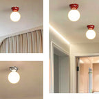 Contemporary Scandinavian Iron Spherical Glass Shade 1-Light Semi-Flush Mount Ceiling Light For Hallway Lumendat
