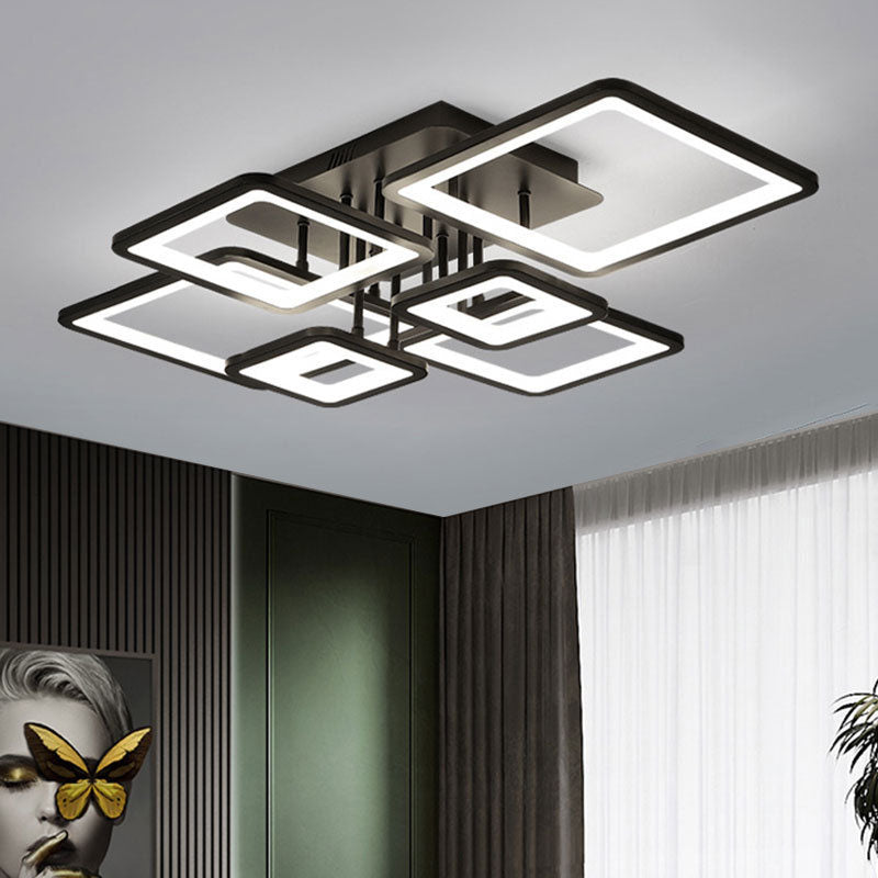 Modern Minimalist Combination Square Hardware Acrylic LED Semi-Flush Mount Ceiling Light For Living Room Lumendat