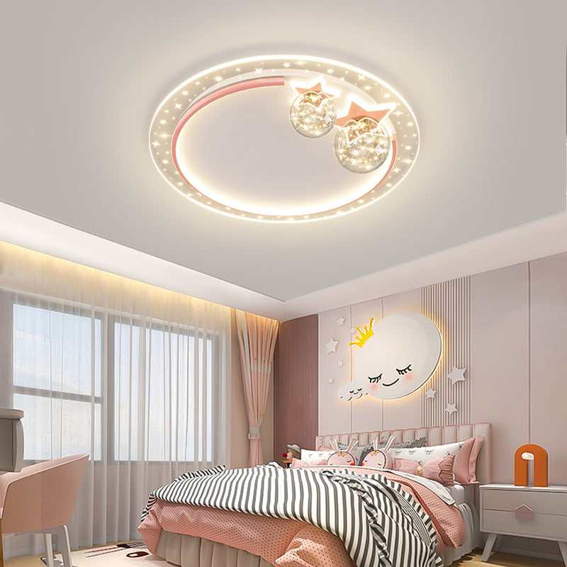 Lumendat Contemporary Creative Kids Round Orb Stars Hardware Acrylic LED Flush Mount Ceiling Light For Bedroom Lumendat