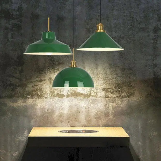 Industrial Vintage Green Iron Dome Cone 1-light Pendant Light Lumendat