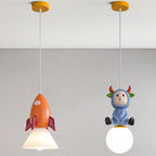 Lumendat Nordic Cartoon Resin Rocket Snowman 1-Light Kids Pendant Light Lumendat