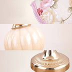 Nordic Vintage Floral Glass Fabric 1-Light Table Lamp Lumendat