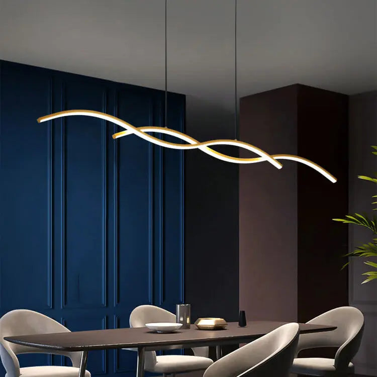 Nordic Minimalist Long Strip Wave Design Island Light LED Chandelier Lumendat