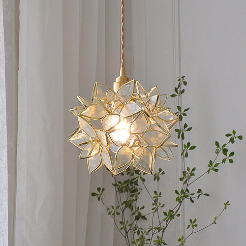 French Luxury Glass Gardenia Petal Ball 1-light Pendant Light