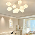 Modern Art Deco Tulip Flower Design 3/7/11/13 Light Semi-Flush Mount Ceiling Light For Living Room