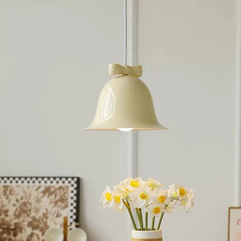 Contemporary Scandinavian Iron Bowknot Bell 1-light Pendant Light for Living Room
