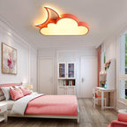Lumendat Contemporary Nordic Kids Iron Acrylic Cloud Moon LED Flush Mount Ceiling Light For Bedroom Lumendat