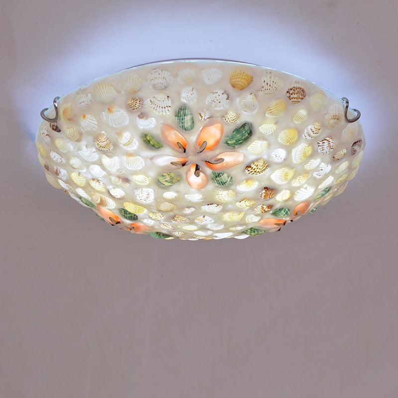 Contemporary Scandinavian Round Shell Iron Glass 2/3/4 Light Flush Mount Ceiling Light For Living Room Lumendat