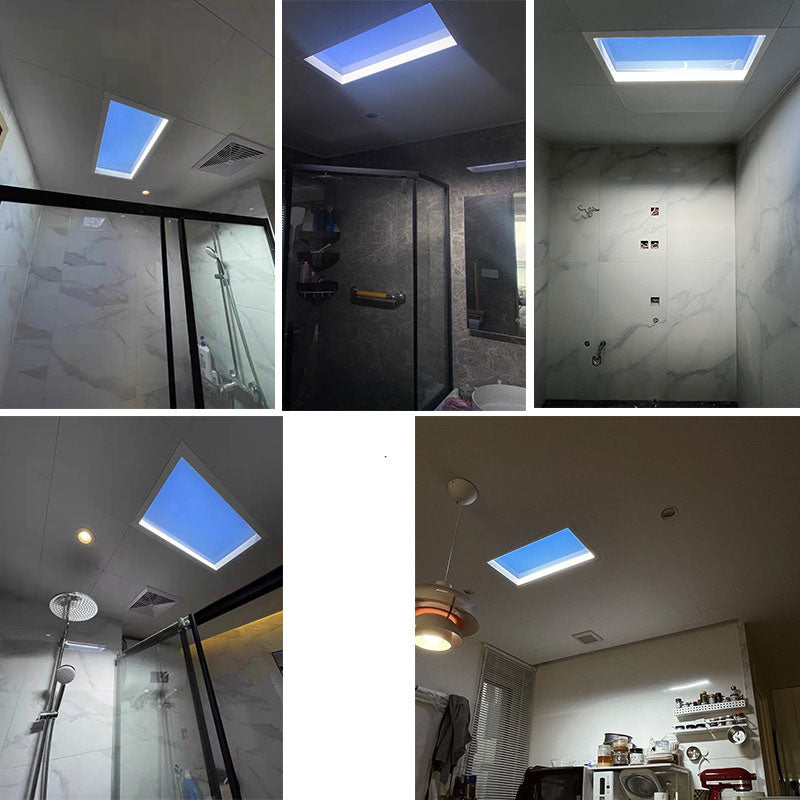Modern Minimalist Smart Blue Sky Metal LED Flush Mount Ceiling Light for Living Room BulbSquare