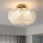 Traditional French Ginkgo Leaf Hardware Glass 5/8 Light Semi-Flush Mount Ceiling Light For Living Room Lumendat