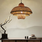 Japanese Vintage Triple Bamboo Weaving 1-light Pendant Light