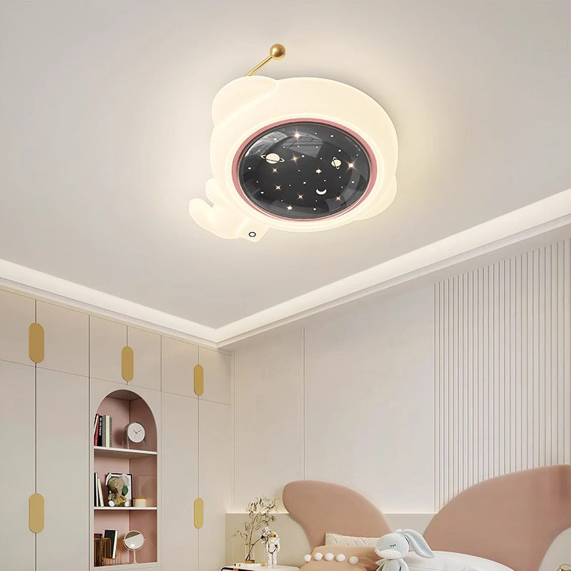 Lumendat Modern Art Deco Kids Iron PE Astronaut Round LED Flush Mount Ceiling Light For Bedroom Lumendat