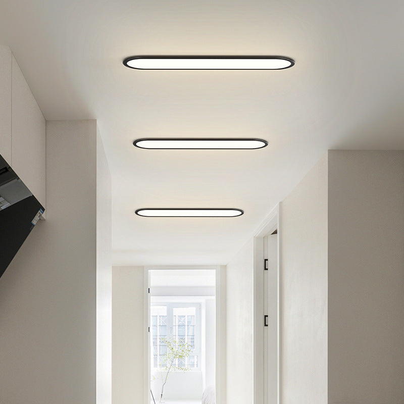 Modern Minimalist Iron Aluminum Acrylic Strip Elliptical LED Flush Mount Ceiling Light for Hallway