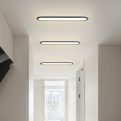 Modern Minimalist Iron Aluminum Acrylic Strip Elliptical LED Flush Mount Ceiling Light for Hallway