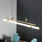 Nordic Minimalist Long Strip Leather LED Island Light Chandelier Lumendat