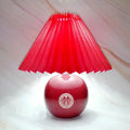 Traditional Chinese Red Pleated Fabric Lampshade Ceramic Base 1-Light Table Lamp For Bedroom Lumendat
