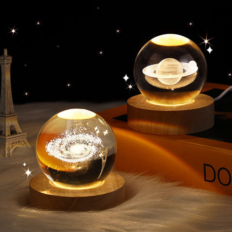 Contemporary Creative Star System Crystal Ball USB LED Night Light Table Lamp For Bedroom Lumendat