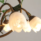 Modern Art Deco Iron Lacquered Ring Tulip Glass Crystal Shade 6/8-light Chandelier for Living Room BulbSquare