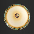 Traditional European Engraved Resin Frame Glass Dome Shade 2-Light Flush Mount Ceiling Light For Living Room