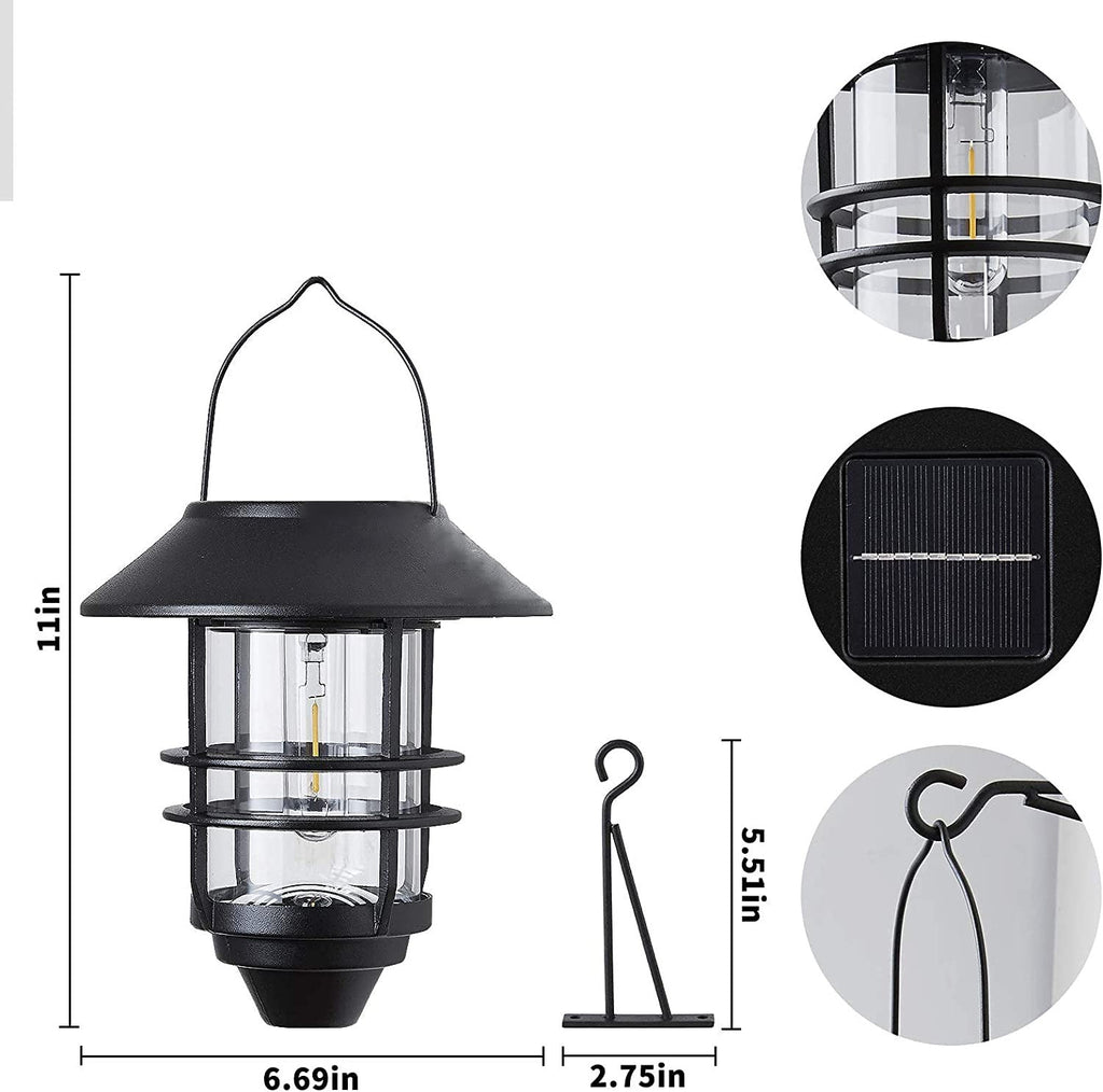Contemporary Retro Solar Waterproof Aluminum Glass Lantern Cylinder 1-Light Hanging Wall Sconce Lamp For Outdoor Patio Lumendat