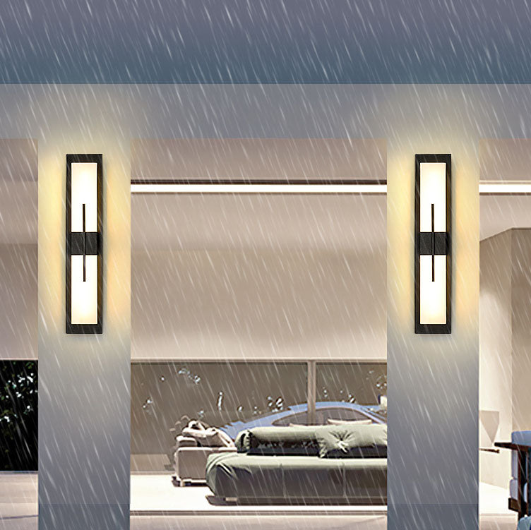 Outdoor Minimalist Rectangular Stainless Steel Acrylic LED Waterproof Wall Sconce Lamp Lumendat