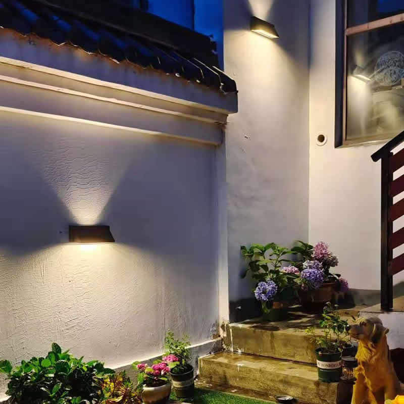 Outdoor Solar Waterproof Rectangular Slant LED Patio Wall Sconce Lamp Lumendat