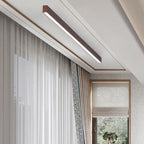 Modern Minimalist Wood Grain Aluminum Strips LED Flush Mount Ceiling Light BulbSquare
