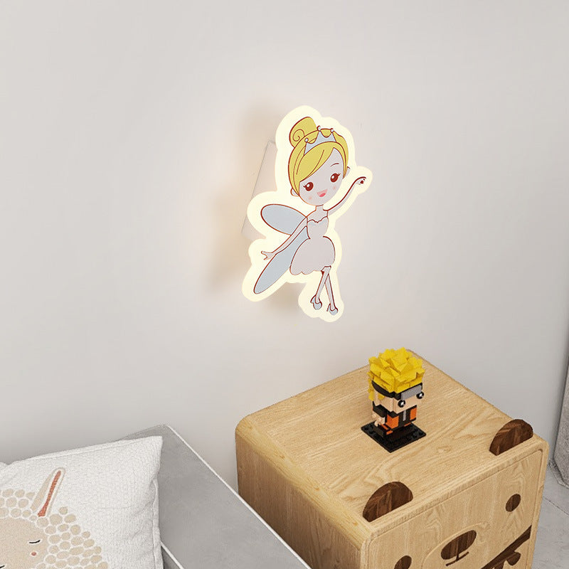 Lumendat Contemporary Creative Acrylic Cartoon Fairy Astronaut Iron LED Kids Wall Sconce Lamp For Bedroom Lumendat