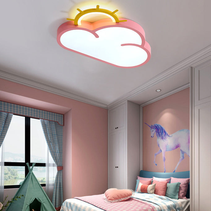Lumendat Contemporary Creative Cartoon Cloud Sun Acrylic Shade LED Kids Flush Mount Ceiling Light For Bedroom Lumendat