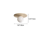 Traditional Vintage Round Travertine 1-light Flush Mount Ceiling Light for Hallway BulbSquare