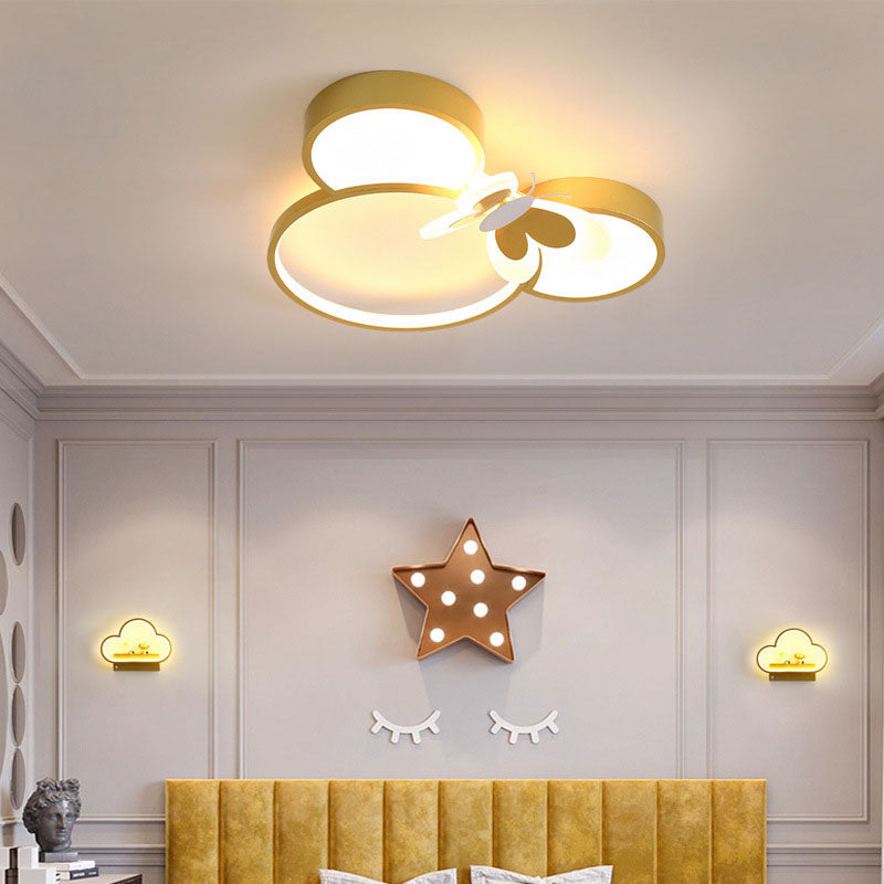 Lumendat Modern Creative Minimalist Wrought Iron Cartoon Mouse LED Flush Mount Ceiling Light Lumendat