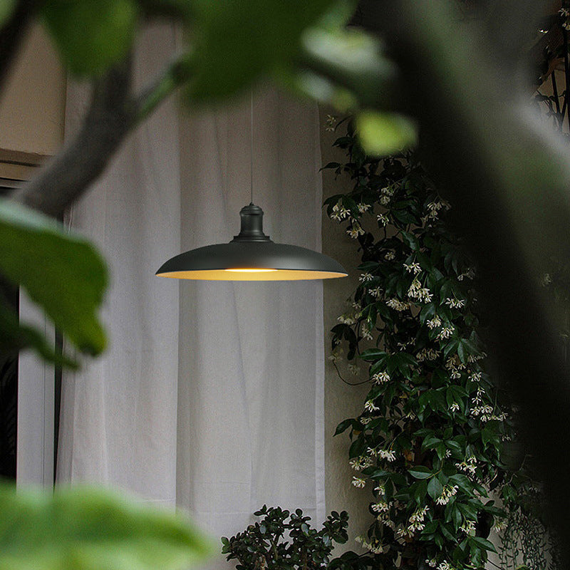 Contemporary Scandinavian Waterproof Carbonized Steel Round 1-light Pendant Light for Outdoor Patio BulbSquare