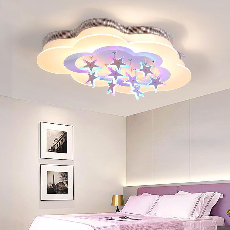 Lumendat Contemporary Nordic Star Decor Cloud Acrylic Shade LED Kids Flush Mount Ceiling Light For Bedroom Lumendat