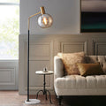 Contemporary Nordic Glass Dome Shade Marble Base 1-Light Standing Floor Lamp For Living Room Lumendat