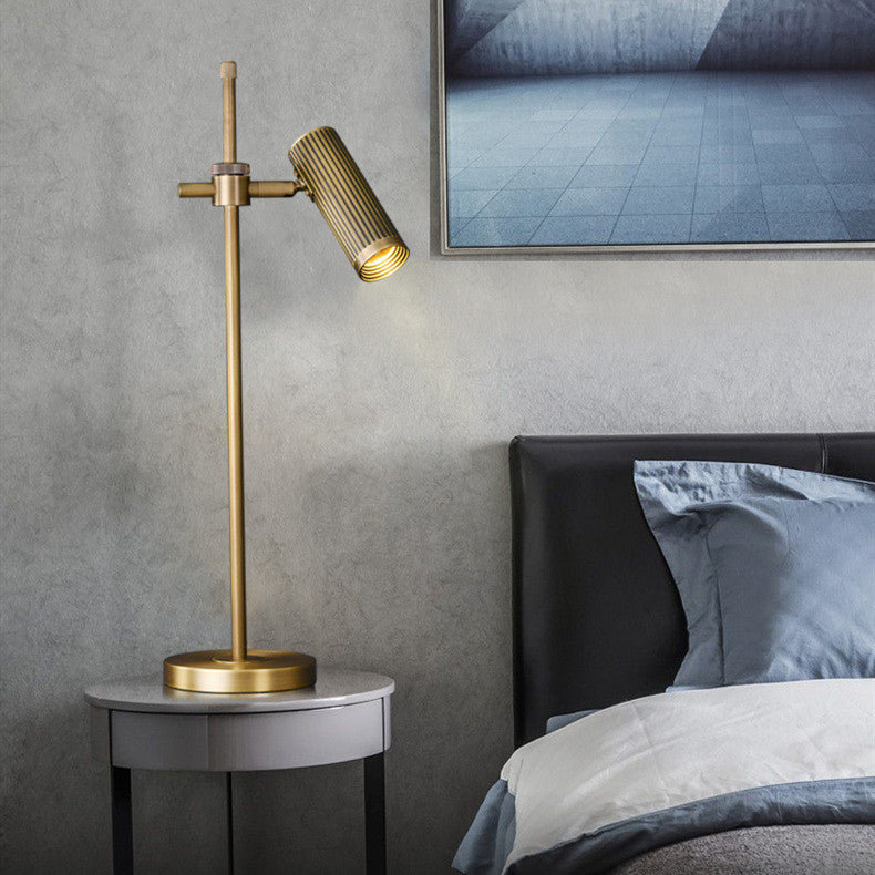 Modern Luxury Gold Brass Finish Frame Adjustable Cylinder Shade 1-Light Table Lamp For Home Office Lumendat